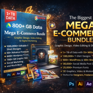 the biggest Mega e-commerce graphic design video editing and digital marketing bundle