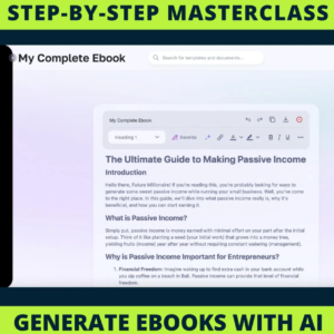 New Generate a complete eBook with AI, step-by-step Masterclass with videos