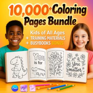 10,000+ Kids Coloring Pages Bundle | Printable Coloring Sheets | PLR & MRR Included + Bonus