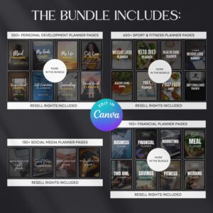7500+ Digital Planner Pages Bundle | Editable Canva Templates | PLR & MRR Resell Rights