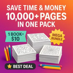 10,000+ Kids Coloring Pages Bundle | Printable Coloring Sheets | PLR & MRR Included + Bonus