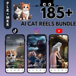 185+ AI Cat Reels Bundle | Viral Social Media Content | PLR & MRR Included (Digital Download)