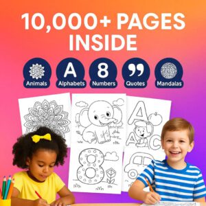 10,000+ Kids Coloring Pages Bundle | Printable Coloring Sheets | PLR & MRR Included + Bonus